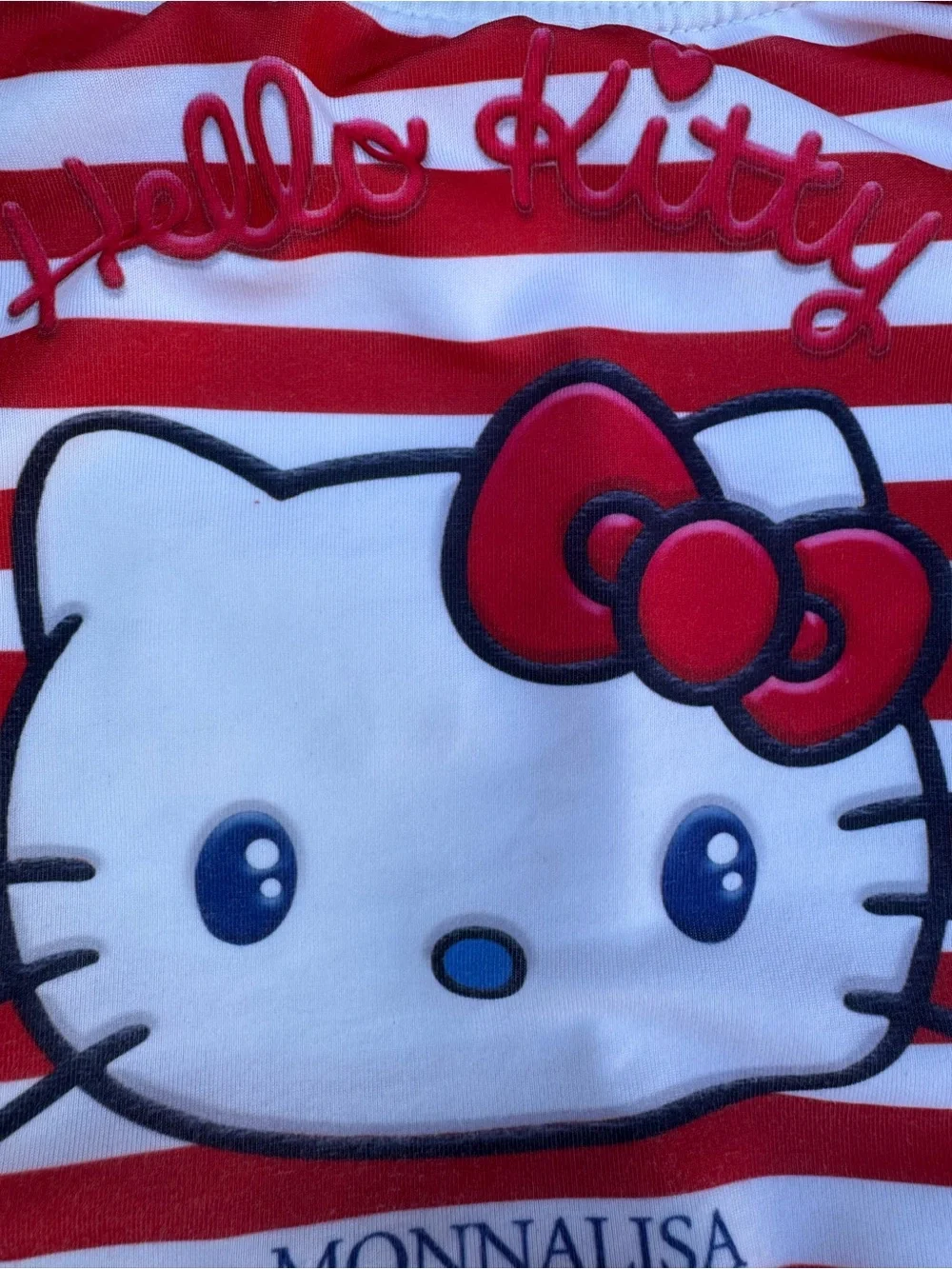 Monnalisa Hello Kitty Striped Girls Swimsuit, Size 12